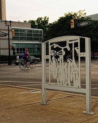 Bike racks fabricated for the City of Burlington, fabricated by Dan's Welding & Fabricating in Burlington