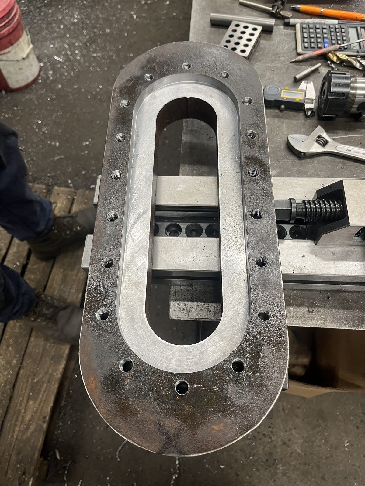 Sight glass frame, machined in-house, custom fabricated by Dan's Welding & Fabricating in Burlington