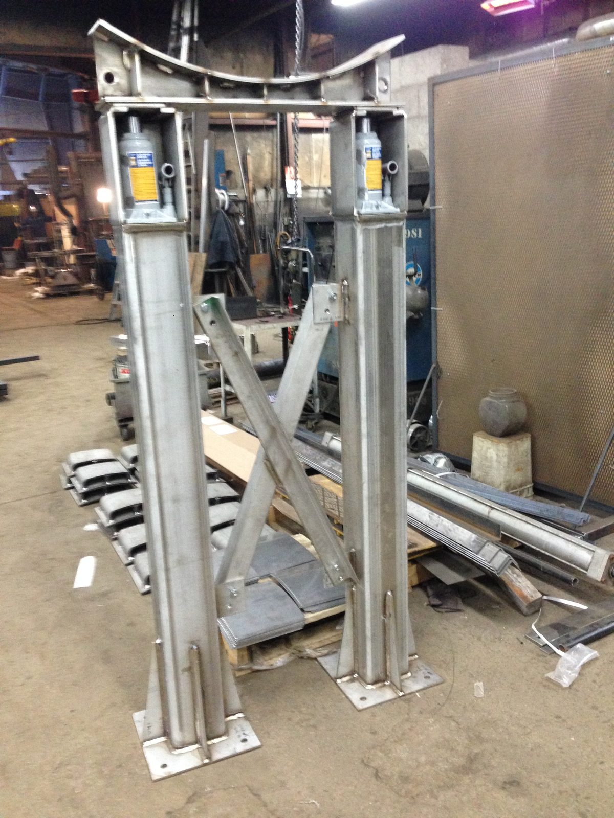 Stainless steel support structure, custom fabricated by Dan's Welding & Fabricating in Burlington