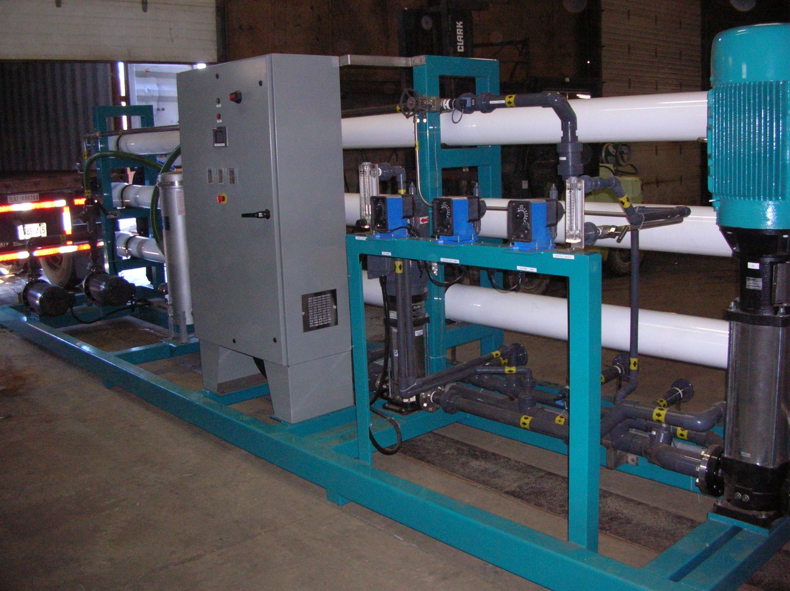 Water purification skid, fabricated by Dan's Welding & Fabricating in Burlington
